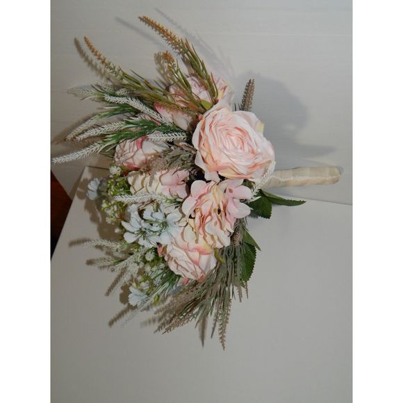 LESING Bridal Wedding Bouquet -Artificial Rose, Hydrangea, Baby's Breath Thistle - Picture 5 of 15